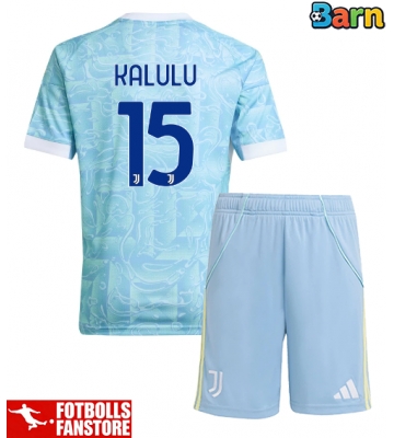 Juventus Pierre Kalulu #15 Bortatröja Barn 2025-26 Kortärmad (+ Korta byxor)